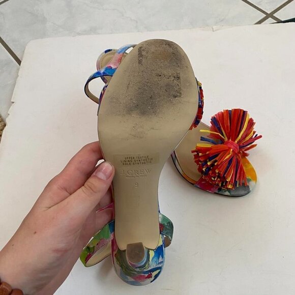 J. CREW COLLECTION pom pom stiletto multicolor heels - Picture 10 of 11